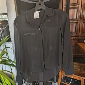 BCBGeneration Black Sheer Blouse